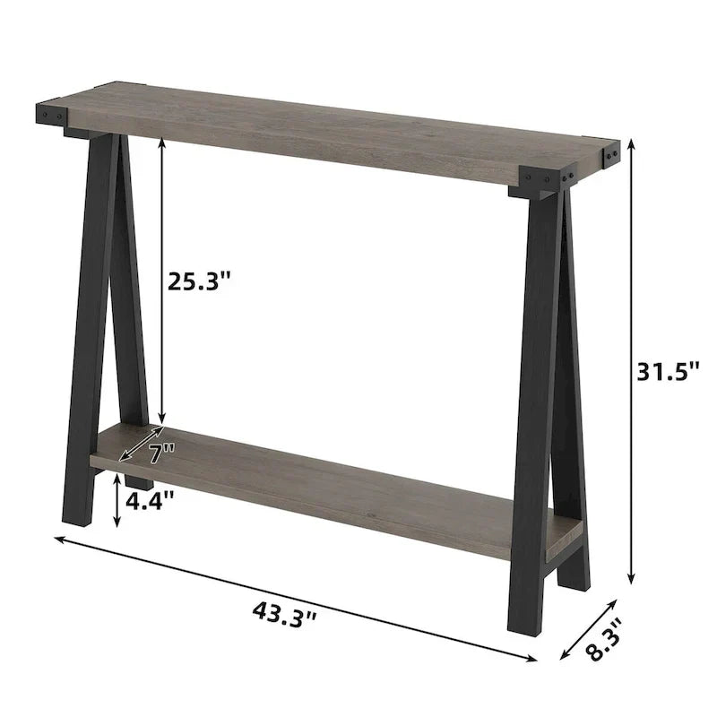 2-Tier Entryway Sofa Table with Storage Shelf
