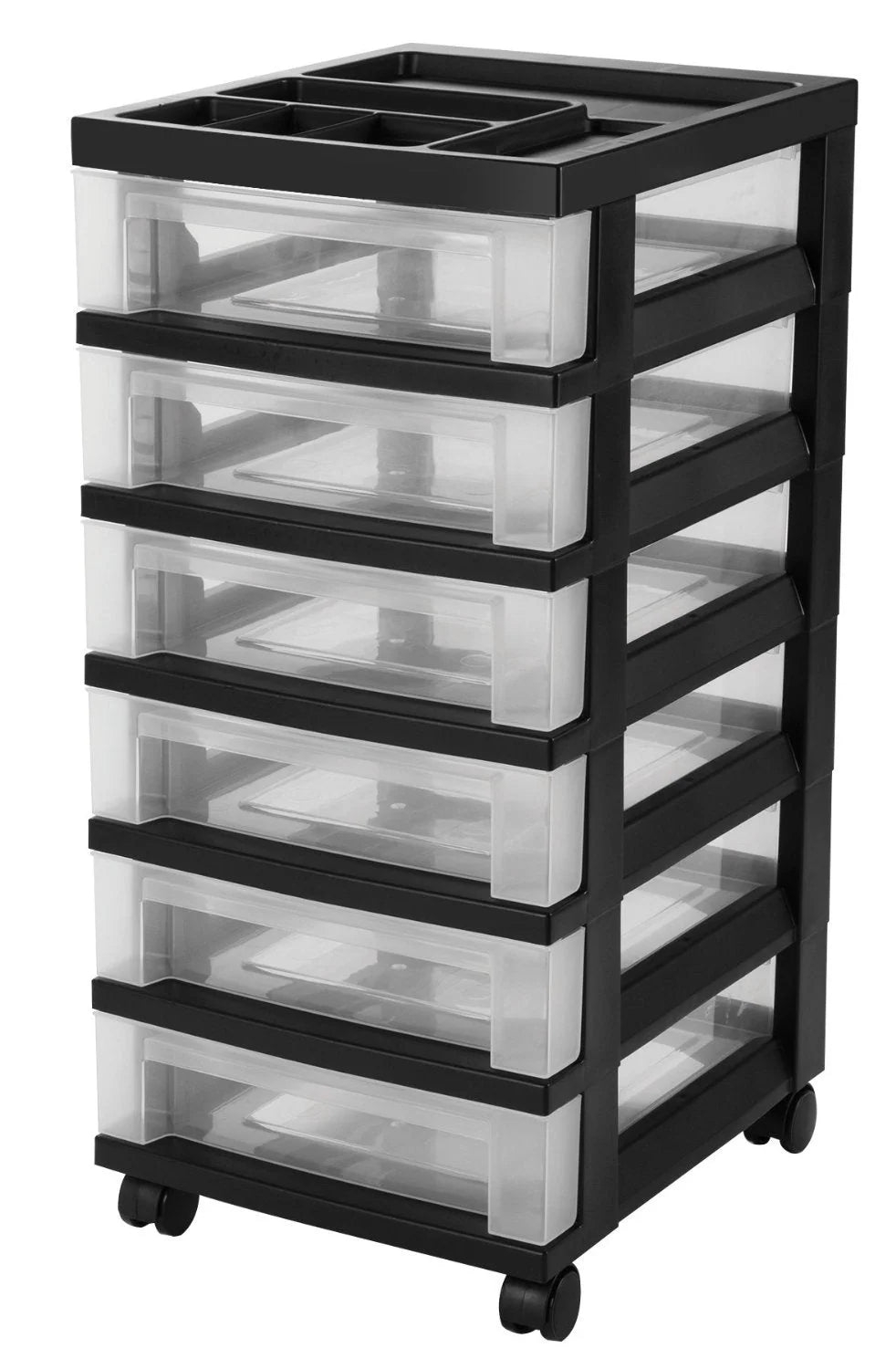 Storage Cart with Organizer Top - 6 Drawer | White