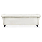 Cream 84.65 Traditional Chesterfield 3-Seater Sofa in PU Leather