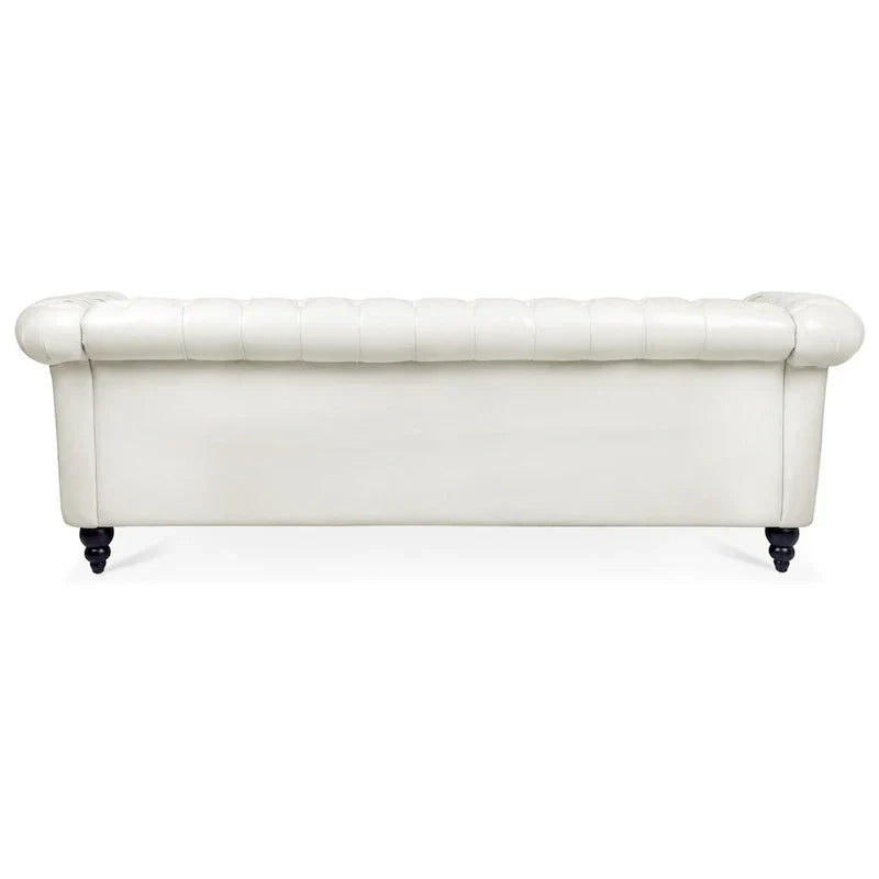 Cream 84.65 Traditional Chesterfield 3-Seater Sofa in PU Leather