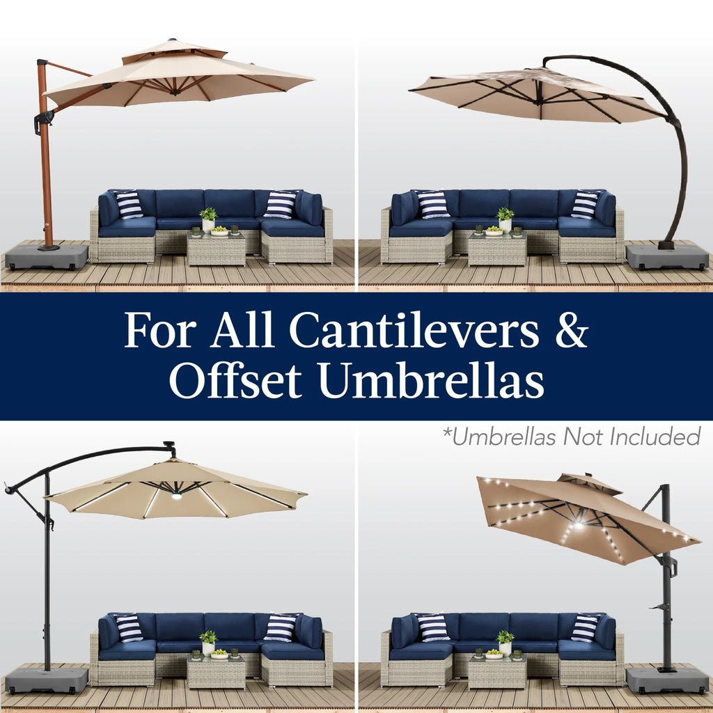 Best Choice Products Heavy-Duty Outdoor Cantilever Base Stand w/ Wheels, Locks, Fillable 330lb Capacity - Black