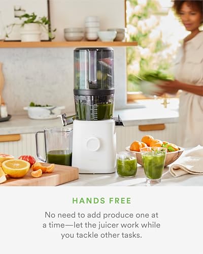 J2 Cold Press Juicer Self Feeding for Hands Free Operation with Wide Mouth Hopper for Whole Recipe Loading, Zero Waste Masticating Juicer For More Juice, Less Pulp Easy Cleanup & Assembly