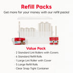 Extra Sticky Lint Roller Value Pack, Comes with Storage Box, Standard and T-Handle Roller, Refills, 90 Sheets/Roll, 1260 Sheets