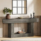 63-Inch Brown and Gray Slim Wooden Console Table for Entryway