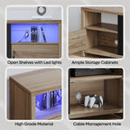 71-Inch TV Stand for 75-Inch TVs with LED Fireplace and Storage Cabinet
