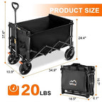 Uyittour Collapsible Wagon Cart Heavy Duty Foldable, Utility Grocery Wagon for Camping Sports Shopping