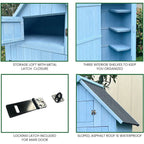 Hanover Sturdy Durable Waterproof Wood Outdoor Vertical Storage Shed, 70.40"x 30.30"x21.30", Blue