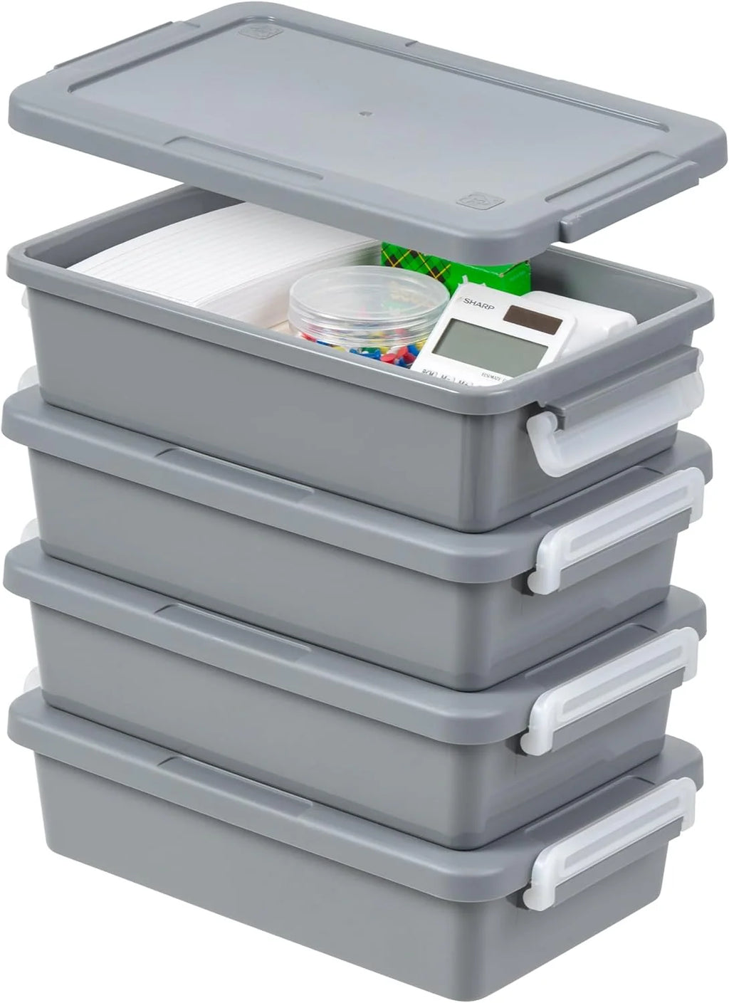 3 Qt. Plastic Craft Storage Container Bins with Lids, 4 Pack