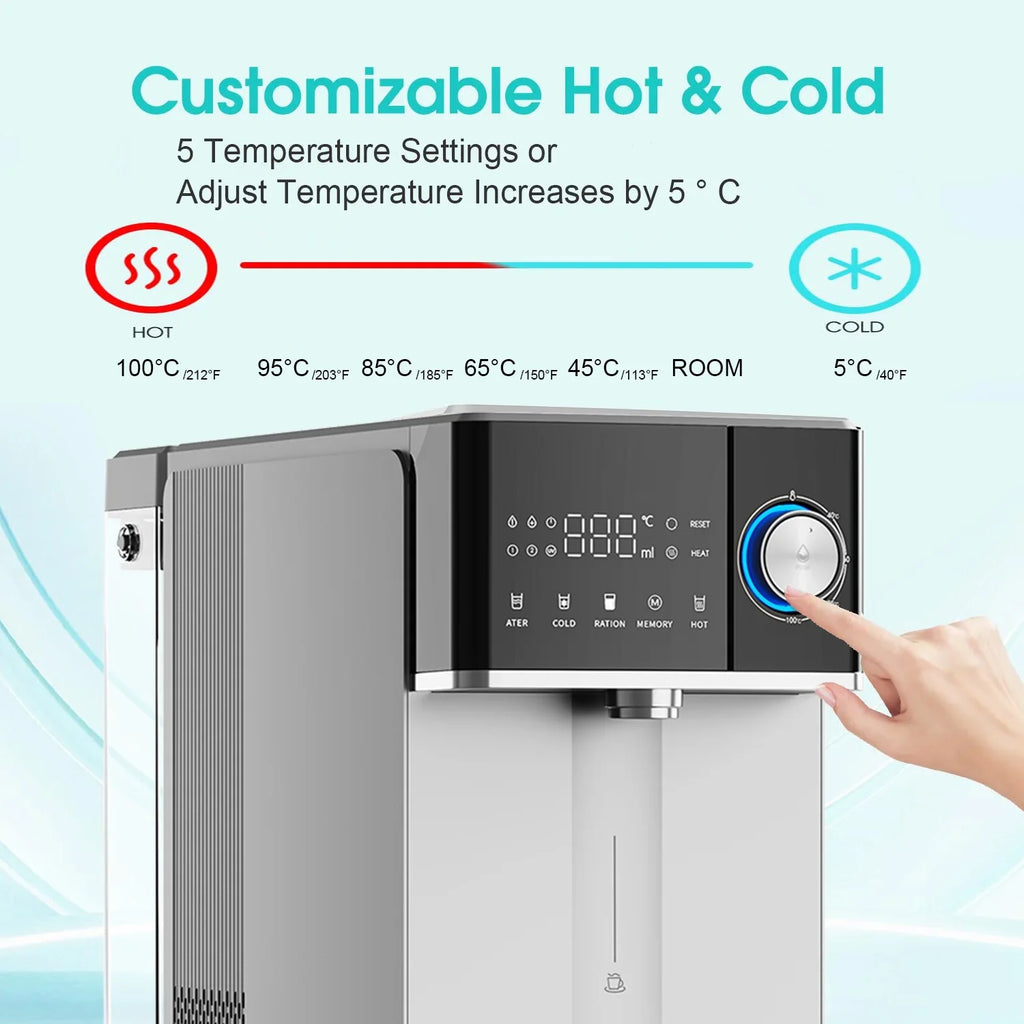 IKT Countertop Hot and Cold Reverse Osmosis Water Dispenser Cooler, Fast Heating, Adjustable Temperature, Dispensing Volume Options