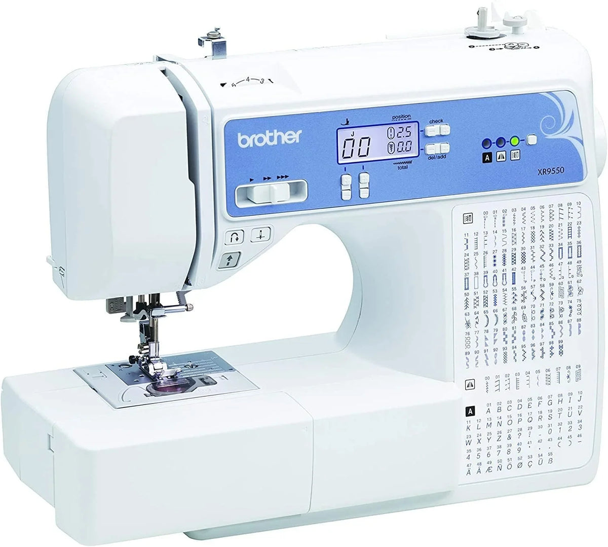 Brother Sewing and Quilting Machine, Computerized, 165 Built-in Stitches, LCD Display, Wide Table, 8 Included Presser Feet, White, 20x12x17