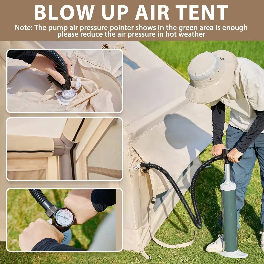 NAIZEA Tent for Camping with Pump - Air Glamping Tents, Easy Setup Blow up Tent, Waterproof Oxford Inflatable Tent, 4 - 6 Person Cabin Tent with Mesh & Chimney Window
