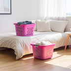 Square Laundry Basket – Tall Pink Organizer for Closet, Dorm, or Bedroom, Medium Size, 2-Pack