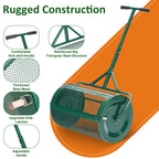 MUCHANT 24" Compost Spreader, Heavy-Duty Metal Mesh Spreader with Adjustable Handle for Lawn, Green