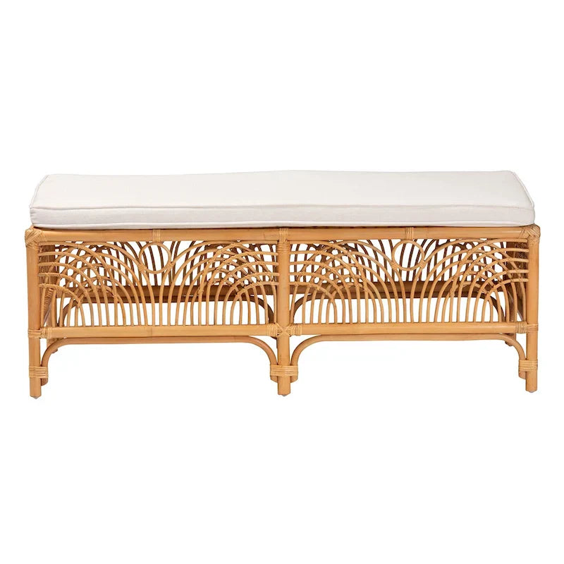 Bali & Pari Materra Contemporary Bohemian Natural Brown Rattan Bench