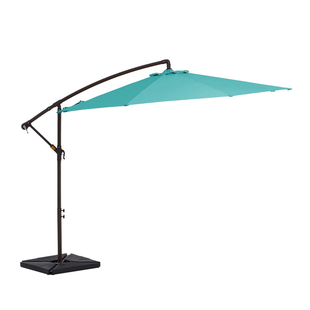 JUSTLET 10ft Heavy Duty Patio Hanging Offset Cantilever Patio Umbrella W/ 4-Piece Base Included Included, Beige