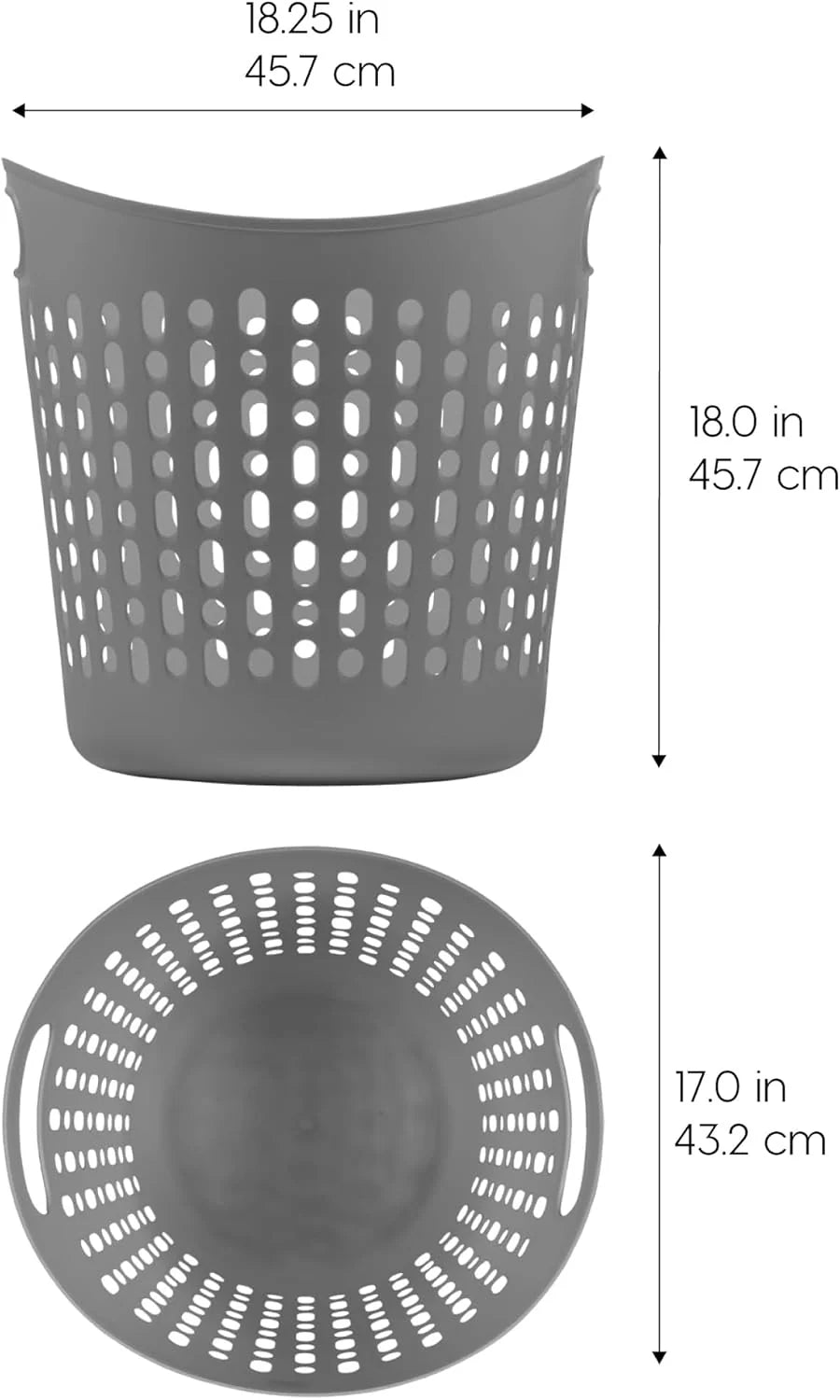 Plastic Laundry Basket Hamper, 3-Pack, 40L / 10 Gal