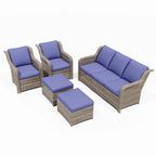 Ainfox 7 Pcs Outdoor Patio Furniture Sofa Set on Sale, Grey Rattan Grey Cushion