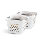 Compact Plastic Laundry Hamper Basket – Storage Organizer with Easy-Lift Handles, 2-Pack, 30L