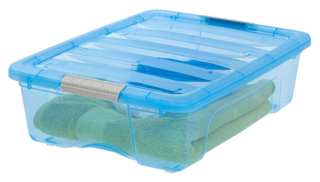 Stack & Pull Storage Box - 26 QT, 6 Pack, Trans Blue