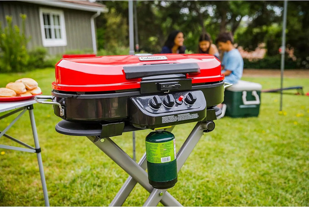 RoadTrip 285 Portable Stand-Up Propane Grill with 3 Adjustable Burners & Instastart Ignition, 20,000 BTUs of Power for Outdoor Cooking, Camping, Tailgating, Grilling, BBQs, & More
