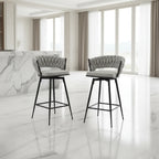 Pair of Swivel Bar Stools with Comfortable Linen Cushions - Counter Height Seating for Kitchen Islands, Dining Areas, or Pubs
