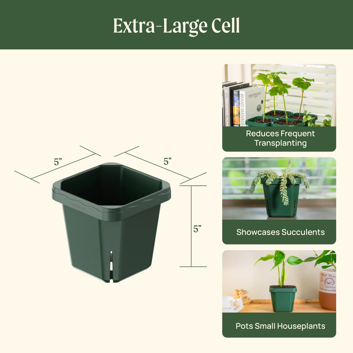 Extra-Large 5" x 5" Seedling Pot - 8 Pack