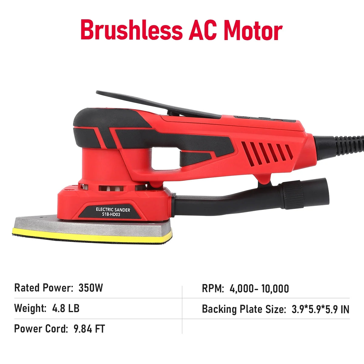 M optimized Electric Detail Sander with 12 Sanding Paper, 350W Brushless Motor Mouse Sander, Powerful & Low Vibration, 10000 RPM, for Wood Working