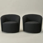 Set of 2 KINWELL 34-Inch Wide Upholstered Swivel Barrel Chairs