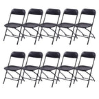 Ktaxon 6ft White Folding Table and 10 Pack Folding Chairs Black, Plastic Table and Chair Set
