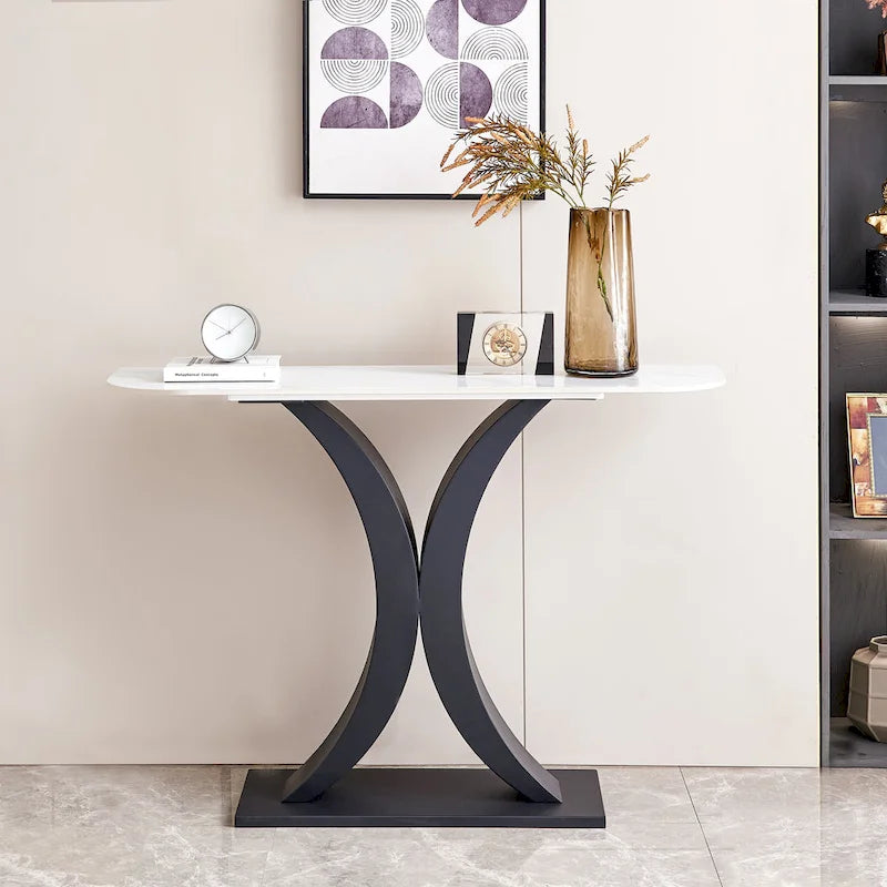 Contemporary Console Table with Elegant Design, Metal Frame, and Adjustable Foot Pads for Entryway
