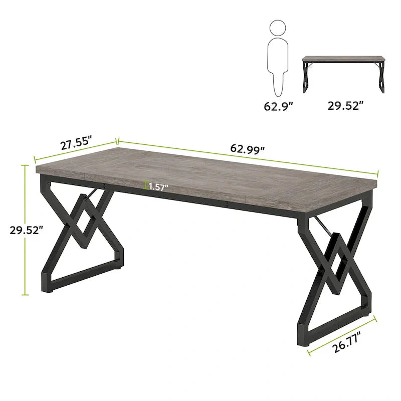 63-Inch Spacious Executive Desk for Home Office Use