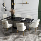 SEYNAR Set of 6 Modern Glam Boucle Velvet Dining or Vanity Chairs with Rear Handle