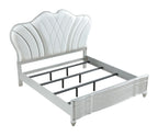 Eros King 4PC Bedroom Set with Manufactured Wood & Tufted Detailing in Silver