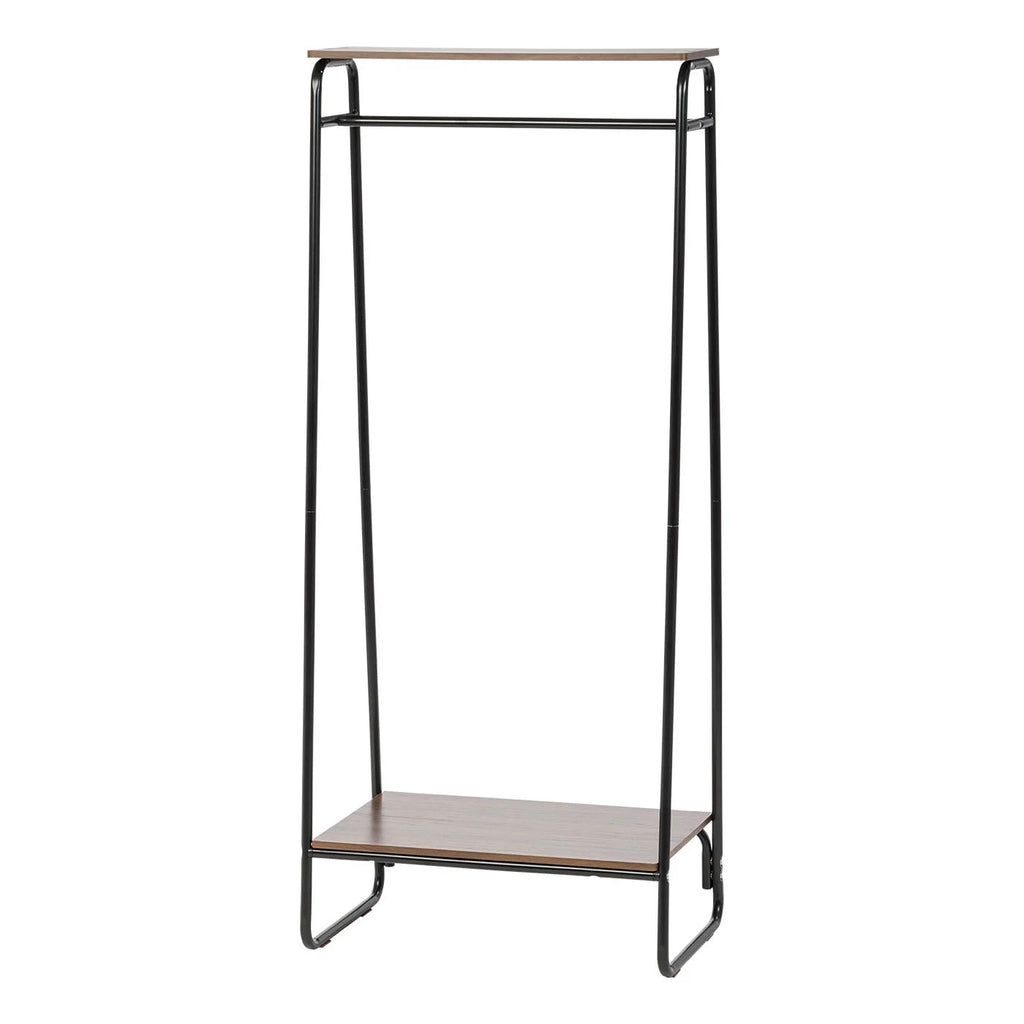 Metal Garment Rack with Wood Shelf - 2 Shelf | Black