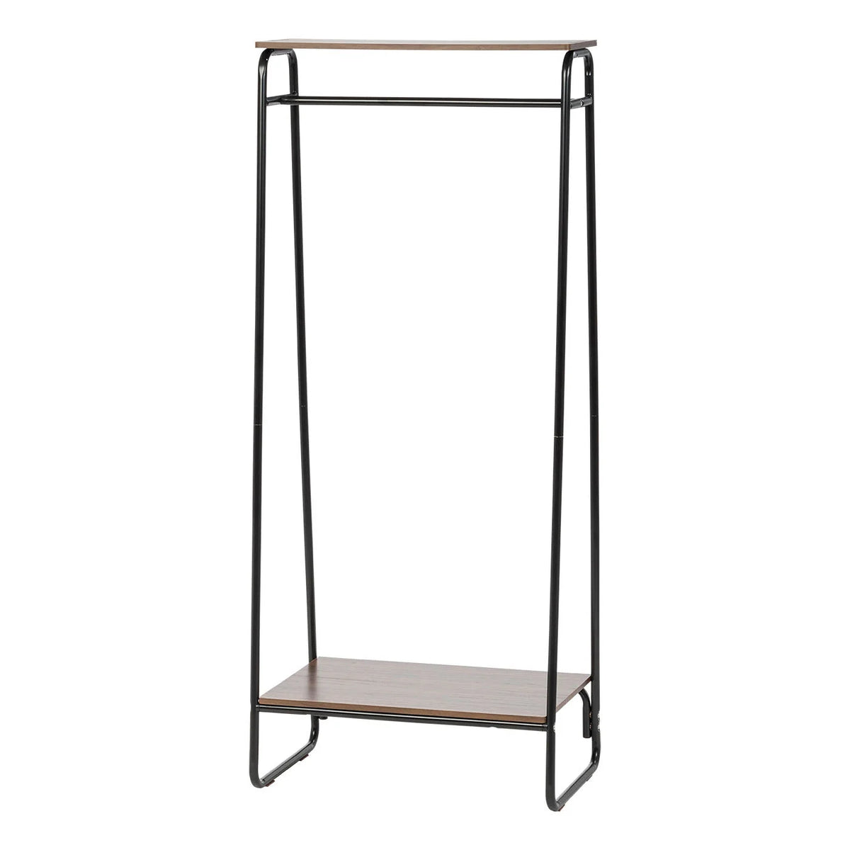 Metal Garment Rack with Wood Shelf - 2 Shelf | Black