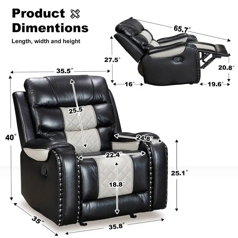 Spacious Faux Leather American-Style Recliner Chair for Living Room