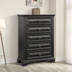 Roundhill Furniture Renova Vintage Black Wooden Bedroom Collection