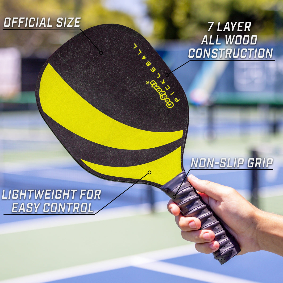 Wood Pickleball Paddle Set, 4-pk | Yellow Black