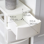 3 Narrow Drawer Storage, Organizer Unit for Bedroom, Living Room, White, Set of 2