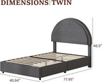 4 EVER WINNER Queen Size Bed Frame, Boucle Upholstered Bed Frame with Headboard, White Queen Bed Frame, White