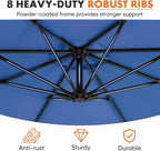 9.8FT Offset Patio Umbrella Hanging Cantilever Umbrella Outdoor Sun Shade with Easy Tilt Adjustment, 8 Ribs, UV Protection for Backyard, Lawn, Garden and Pool, Blue
