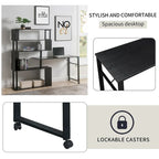 Modern Computer Desk with 5-Tier Shelves – Space-Saving Rotatable Workstation