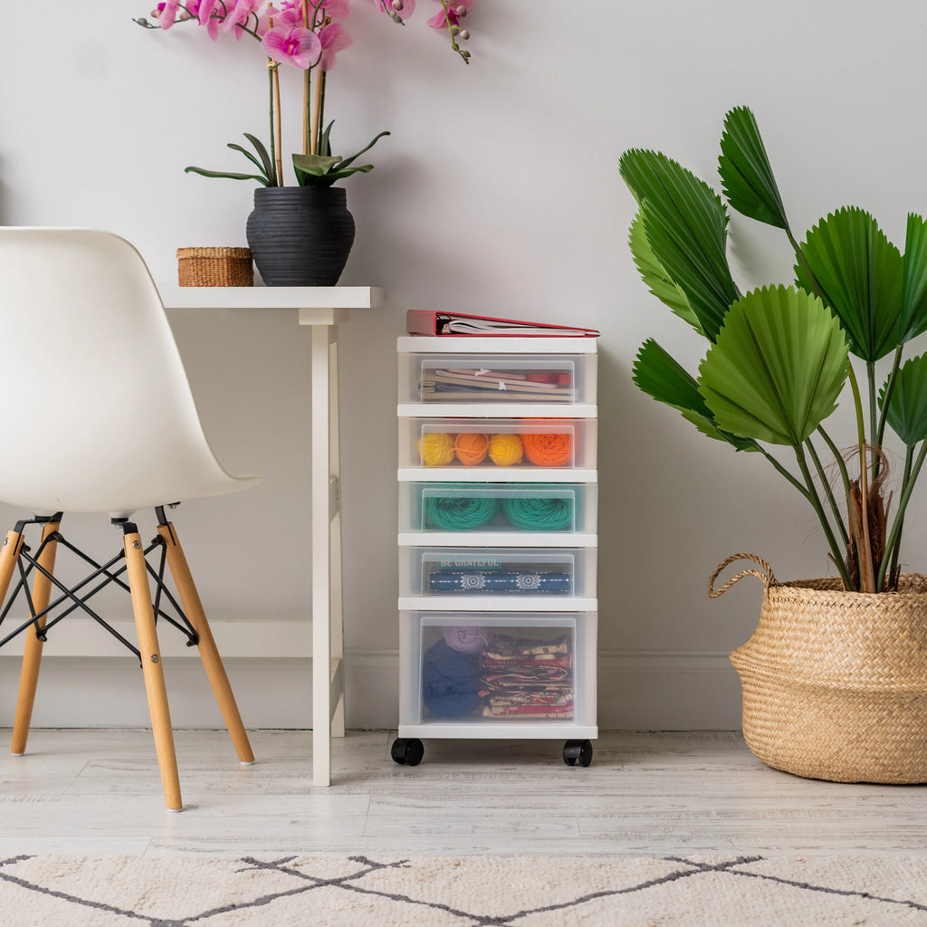 5-drawer Storage Cart, White/Clear