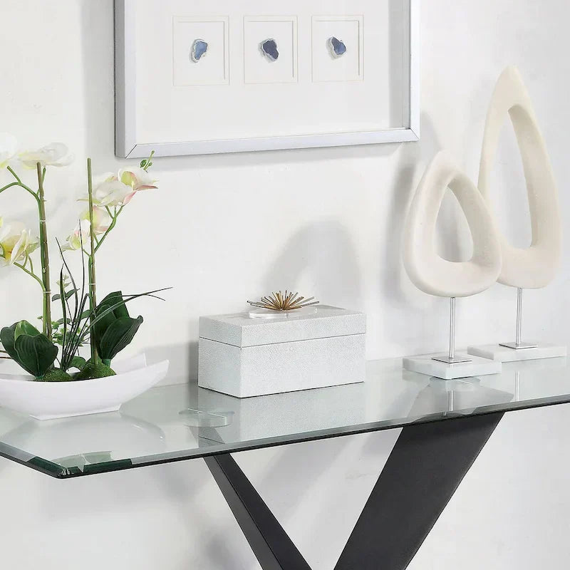 Furniture of America Gar Glam Black X-Base Glass-Top Sofa Table