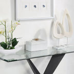 Furniture of America Gar Glam Black X-Base Glass-Top Sofa Table