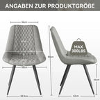 Set of 2 Leather Dining Chairs with Metal Legs