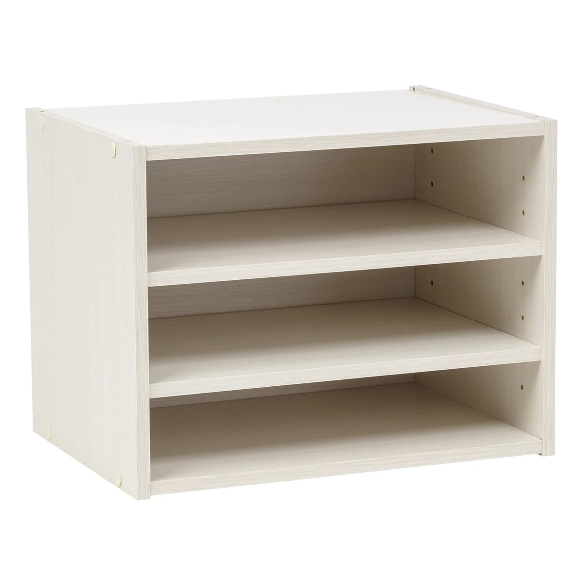 TACHI Modular Wood Storage Organizer Box with Adjustable Shelves, Off White