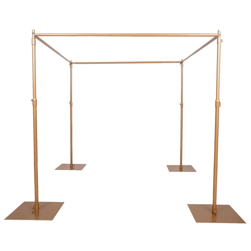 Efavormart 10ft | 4 Post Gold Metal DIY Photography Backdrop Stand, Wedding Arch Canopy Tent
