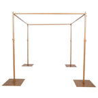 Efavormart 10ft | 4 Post Gold Metal DIY Photography Backdrop Stand, Wedding Arch Canopy Tent
