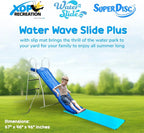 XDP Recreation 6 Foot Water Wave Slide with Built In Adjustable Sprinkler, Freestanding with Ground Pad and Hose Extension for Lawn Fun, Ages 3 to 8